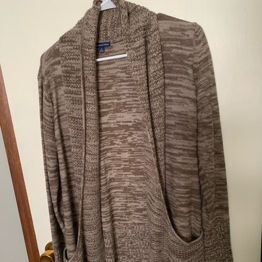 Brown Swoop Cardigan with Pockets